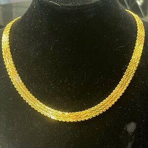 18k Gold Technibond Diamond Cut Riccio Polished Soarkle Necklace vintage HSN